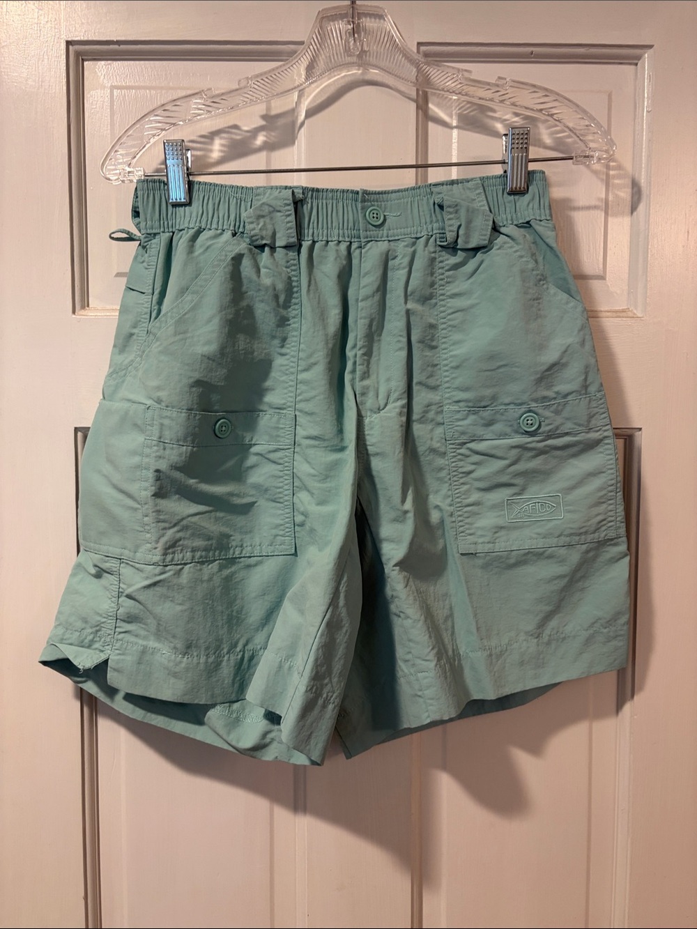 AFTCO Teal Elastic Waist Cargo Shorts